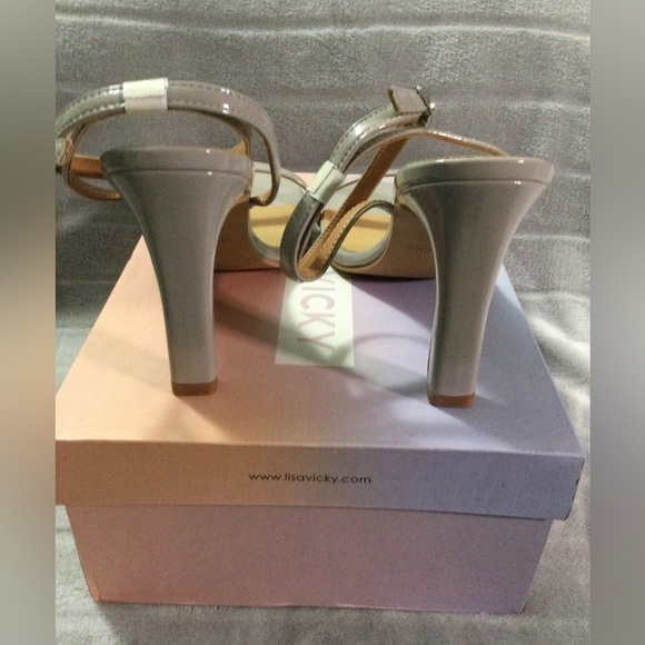 Lisa Vicky Grace V Pebble Grey Patent Heels Size 9M - Picture 5 of 10